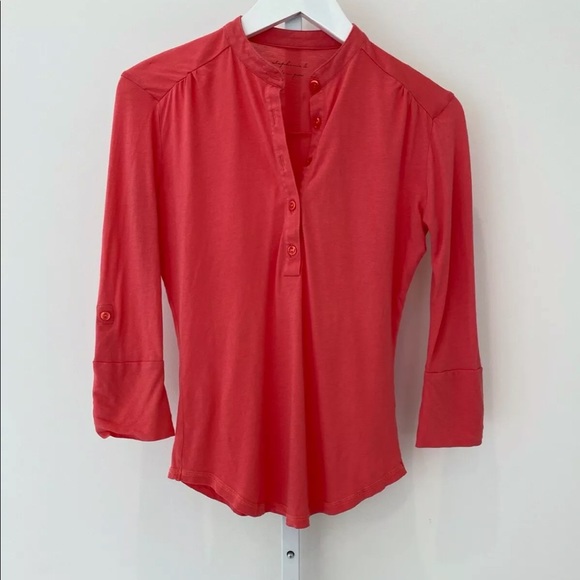 STEPHANIE B CORAL PIMA COTTON 3/4 SLEEVE T XS - Picture 3 of 14